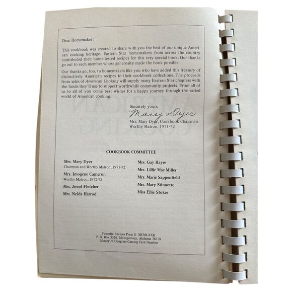 Favorite Eastern Star Recipes American Cooking Cookbook (Paperback, 1972) - Picture 2 of 8